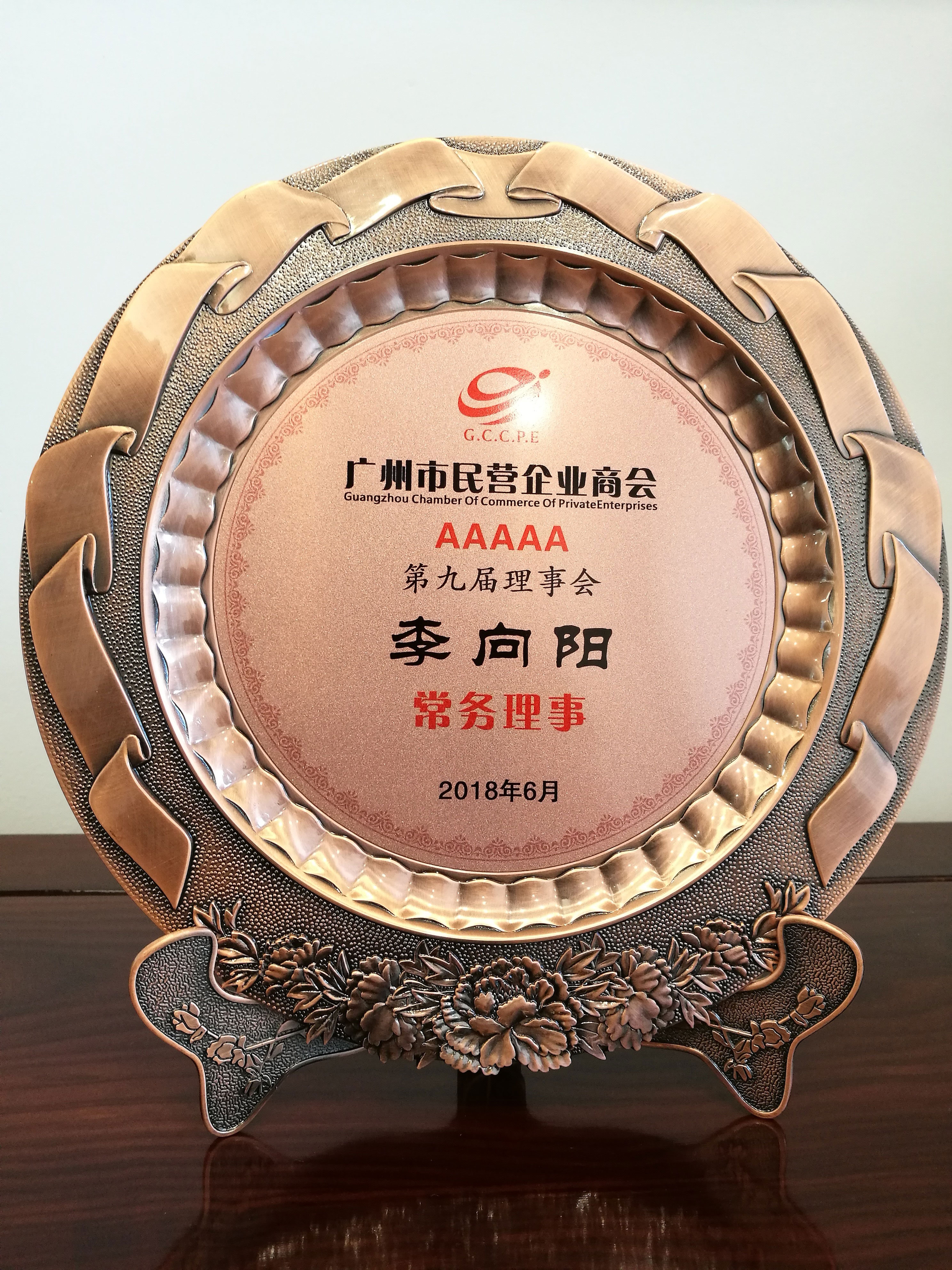 李向陽(yáng)董事長(zhǎng)當(dāng)選廣州市民營(yíng)企業(yè)商會(huì)常務(wù)理事
